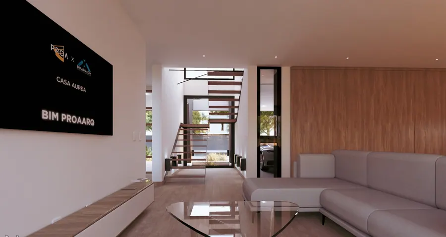 Casa Aurea · Estar y escalera
