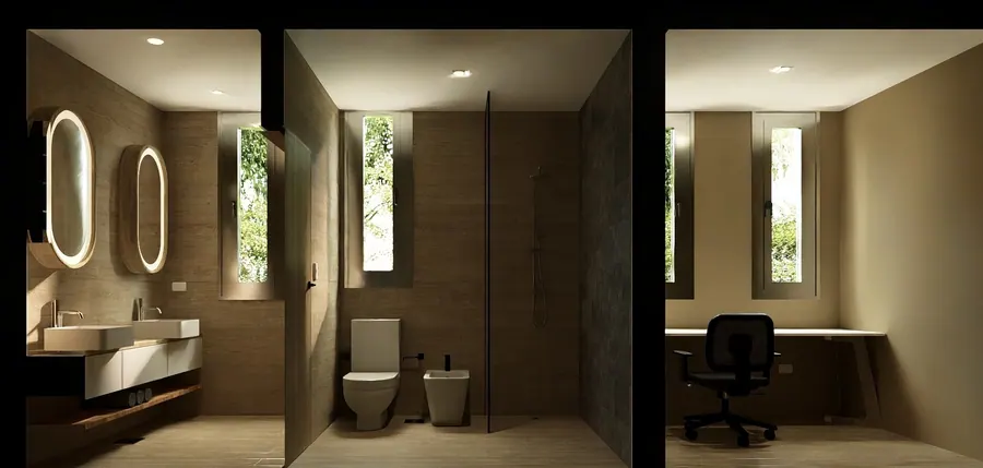 Casa Pa · Baño y escritorio
