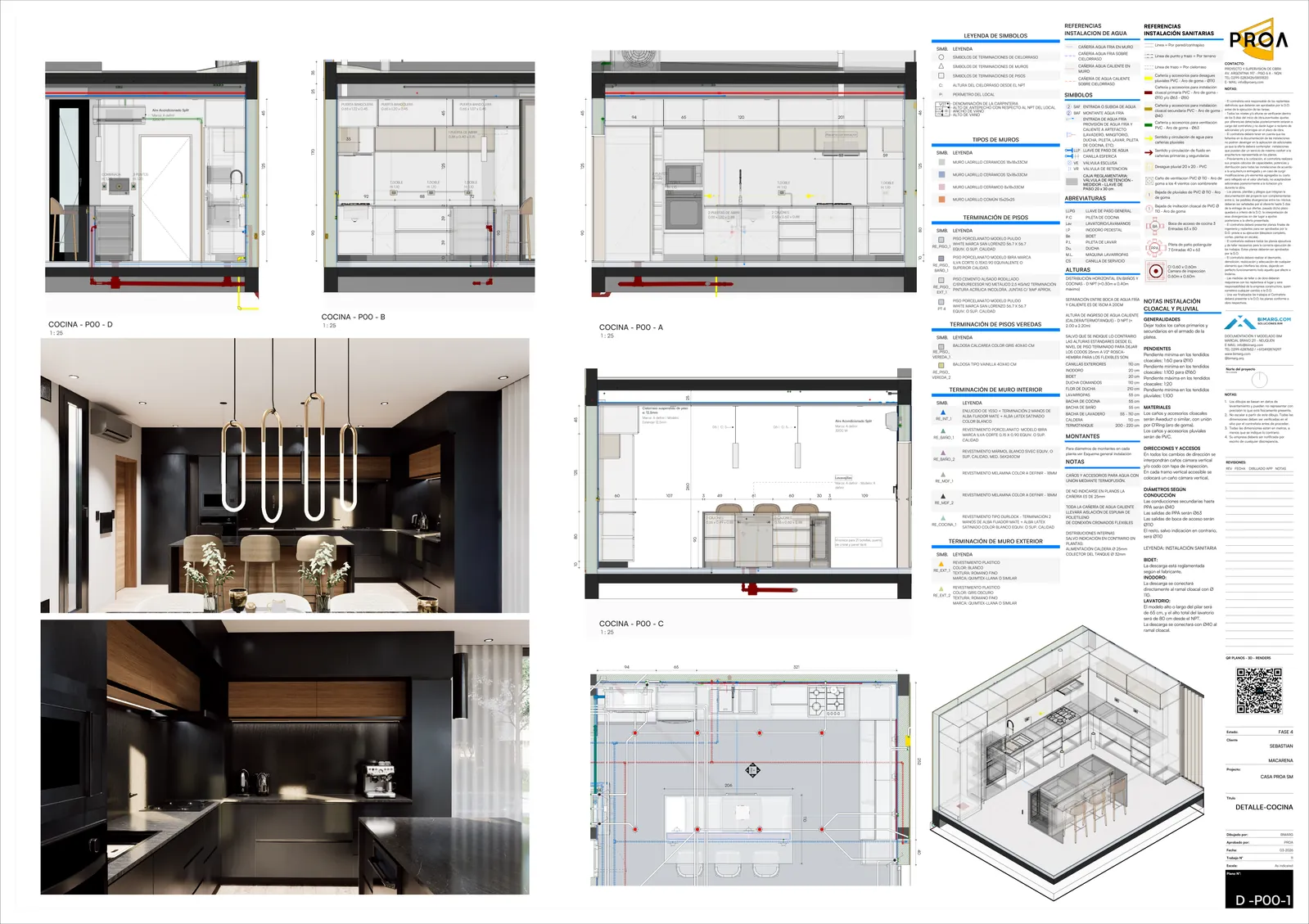 Casa Sm: Cocina: vistas, renders y detalles