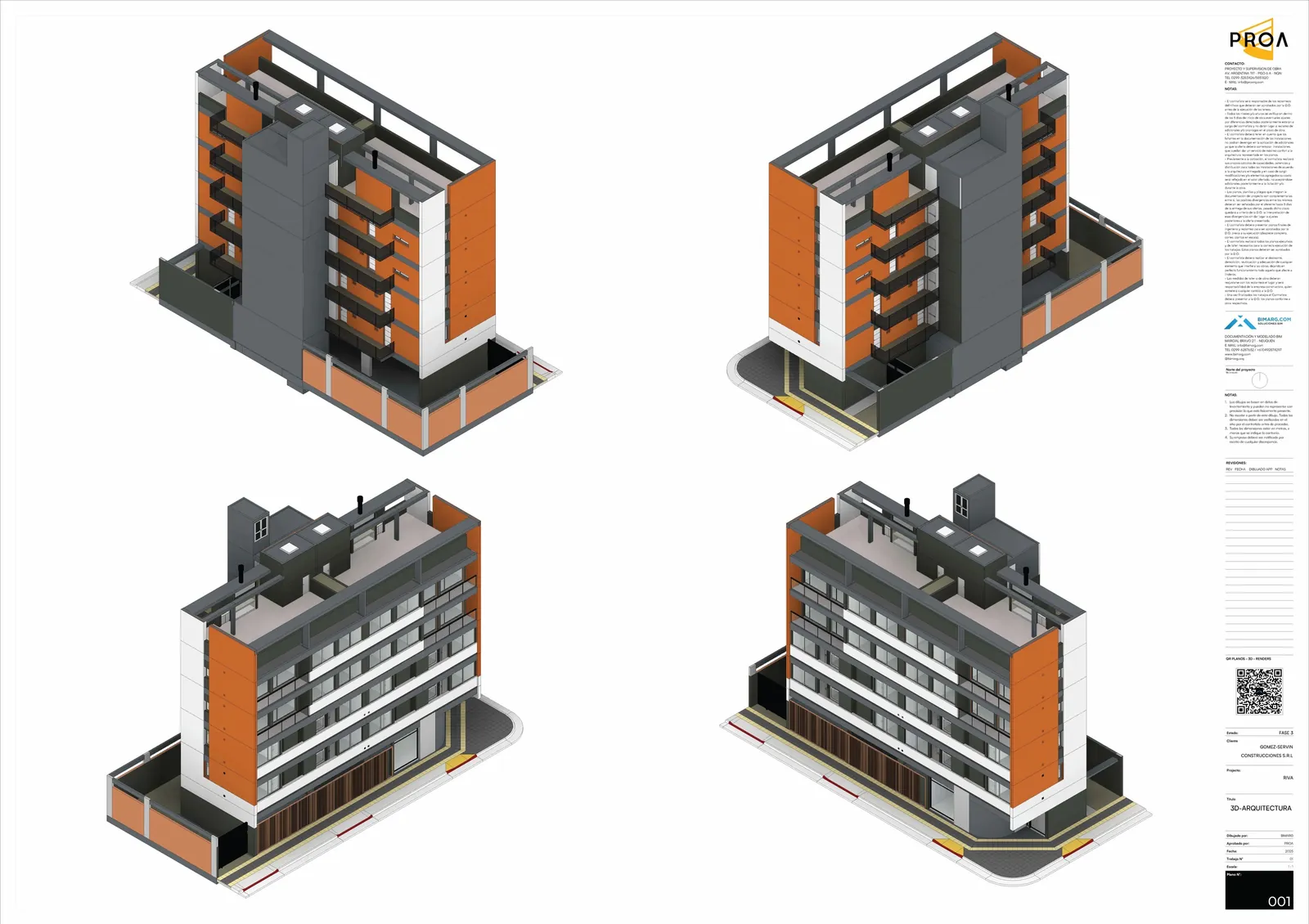 Edificio Riva: Axonometrías del edificio