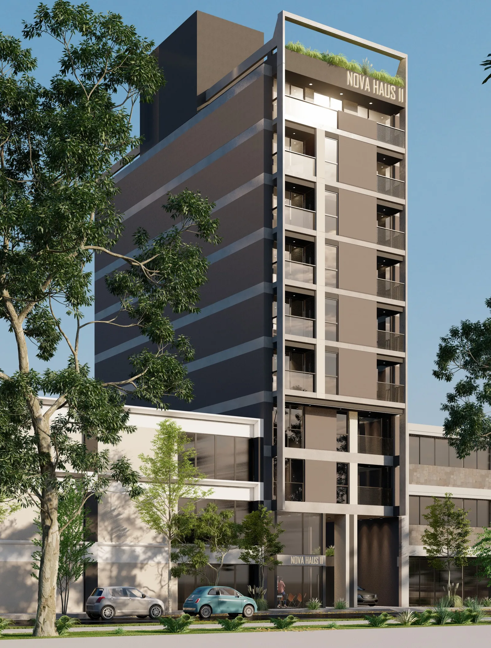 Nova Haus II: Render de fachada sobre la calle