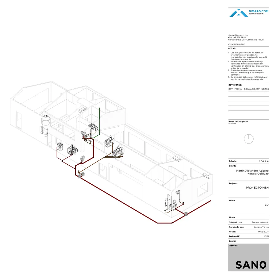 Refugio El Desafío · Instalación sanitaria en 3D