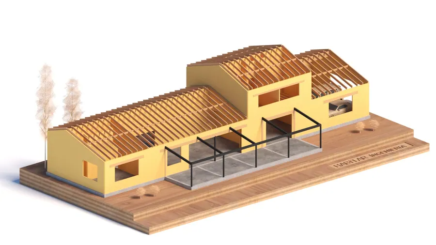 Refugio El Desafío · Estructura y galería en 3D