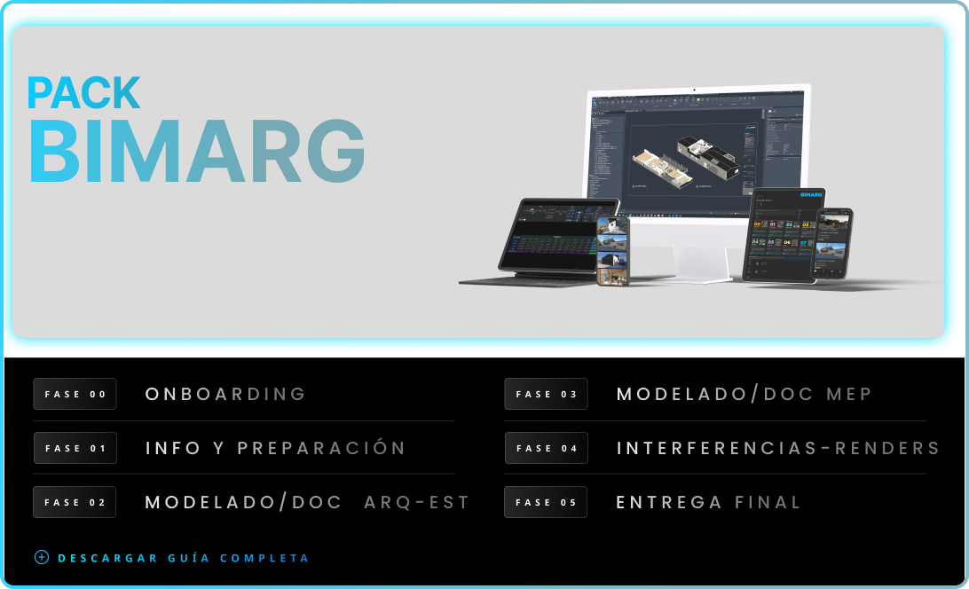 Pack BIM de BIMARG con servicios de modelado, documentación MEP y detección de interferencias